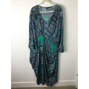 IMAN Global Chic Print Silky Knit Dolman Sleeve Blouson Dress
